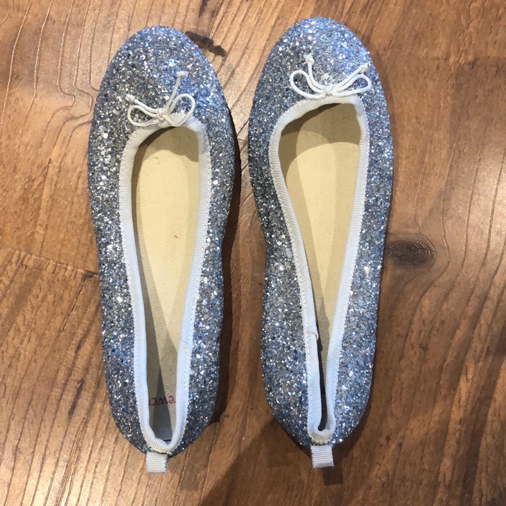 J.Crew Silver Glitter Flats